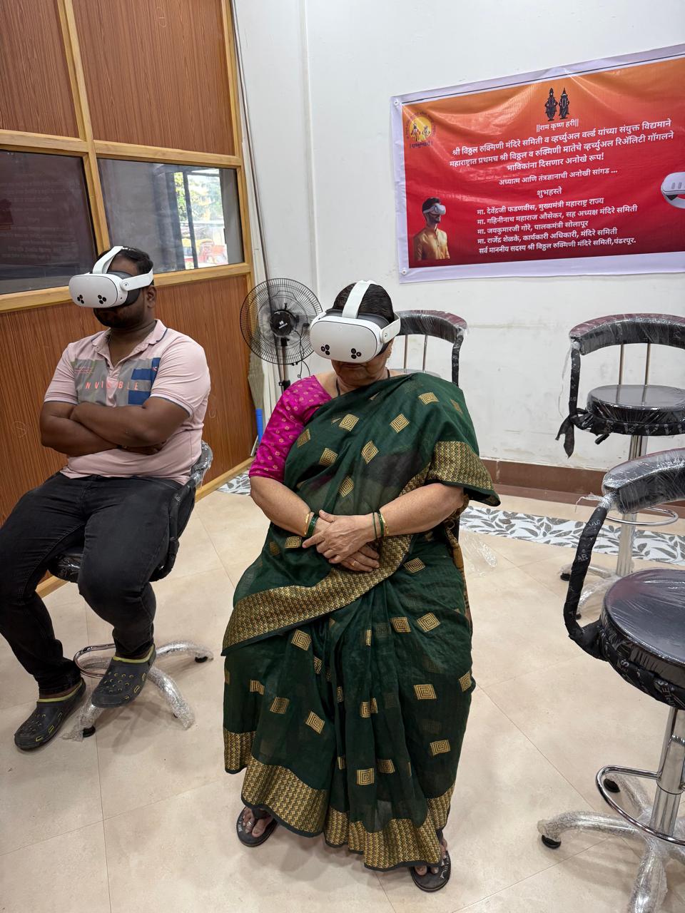 Devotees at Vitthal Rukmini Mandir VR booth